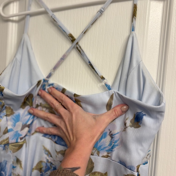 Oh-So Romantic Pale Blue Floral Print Sleeveless Wrap Maxi Dress - Picture 3 of 6